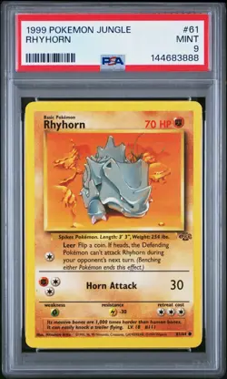 1999 Pokemon Jungle Rhyhorn #61 Psa 9 Mint - Image 1