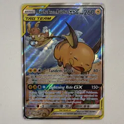 Pokemon Raichu & Alolan Raichu GX TAG TEAM Full Art Holo Unified Minds - Image 1