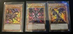 3x Red-Eyes Black Dragon Platinum Secret Rare YUGIOH NM Playset 3 Arts NM-/LP+ - Image 1