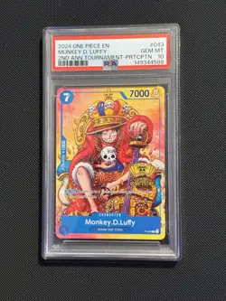 Monkey D. Luffy P-043 2nd Anniversary Stamped Tournament Promo PSA 10 - Image 1
