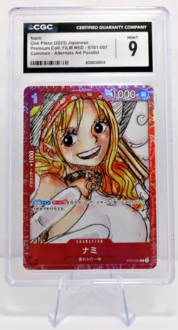 One Piece ST01-007 Nami Film Red Alt Art (Graded CGC Mint 9) - Image 1