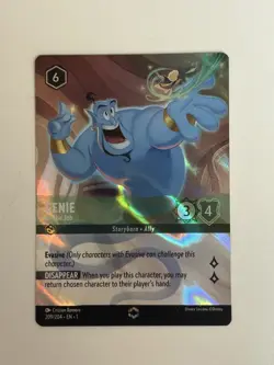 Disney Lorcana Double Sword Error Enchanted Genie On The Job First Print 209/204 - Image 1