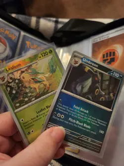 Pokemon TCG Leafeon and Umbreon Masterball Reverse Holo Prismatic Evolutions - Image 1