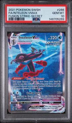 Pokemon Inteleon VMAX 266/264 Fusion Strike Secret Rare Alt Art Holo 2021 PSA 10 - Image 1