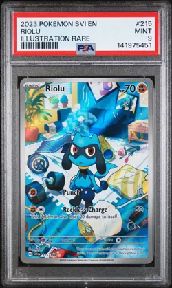 Riolu Illustration Rare Pokemon Svi En-Scarlet & Violet 215 NM PSA 9 - Image 1