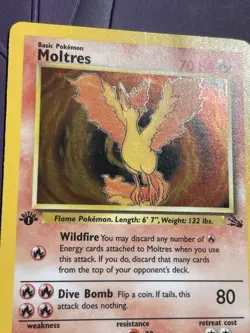 1999 Pokemon TCG Fossil 1st edition Moltres Holo 12/62 - Pristine - NM - Image 5