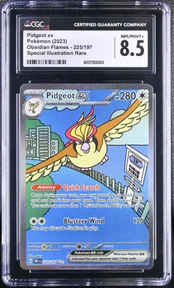 PIDGEOT EX 225/197 POKEMON 2023 OBSIDIAN FLAMES CGC 8.5 NM/MINT+ - Image 1