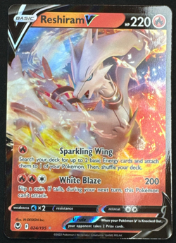 RESHIRAM V 024/195 NM ULTRA RARE SILVER TEMPEST POKEMON 2022 - Image 1
