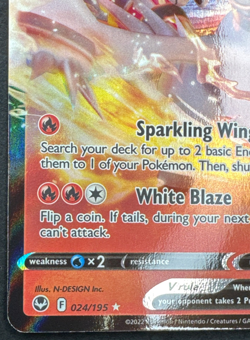 RESHIRAM V 024/195 NM ULTRA RARE SILVER TEMPEST POKEMON 2022 - Image 5