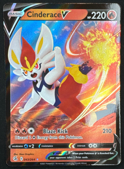 CINDERACE V 043/264 NM ULTRA RARE FUSION STRIKE POKEMON 2021 - Image 1