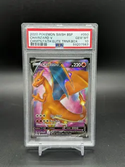 2020 Pokemon Champions Path ETB Promo Charizard V SWSH050 PSA Gem Mint 10 - Image 1