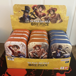 One Piece TCG Tin Set Vol 2 Display of 12 Tins Bandai No Packs or Promos - Image 1