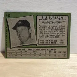 Bill Burbach 1971 Topps #683 New York Yankees - Image 4
