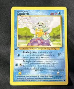 Pokemon TCG Squirtle Base Set 63/102 Regular 1st Edition Common Spanish Card - Image 1