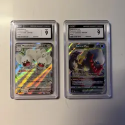 Two CGC Graded 9 Holo Pokemon slabs; Maushold Ex 155/182 & Darkrai VSTAR 099/189 - Image 1