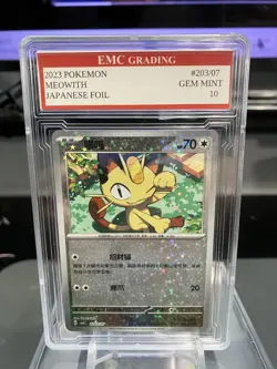MEOWTH FOIL Pokemon 2023 Card GRADED 10 MINT TCG CCG CHINESE - Image 1