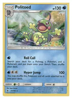 Politoed 25/145 Holo Holo Rare Guardians Rising Pokemon Lightly Played - Image 1