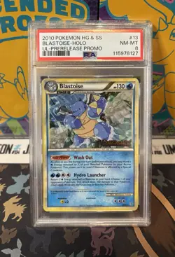 PSA 8 Blastoise Prerelease 2010 HG&SS Unleashed Promo Holo Rare 13/95 Pokemon - Image 1