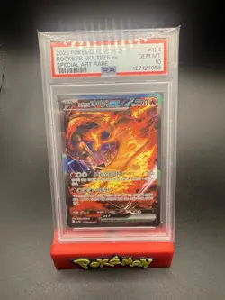 2025 Pokemon Korean SV10 #124 Rocket's Moltres ex SAR PSA 10 GEM MINT - Image 1