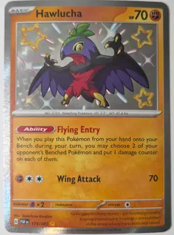 Pokemon TCG Hawlucha Baby Shiny Holo Rare Card Paldean Fates 175/091 NM - Image 1