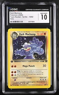 Dark Machamp 2000 Pokemon Team Rocket 1st Edition CGC 10 #10 - Image 1