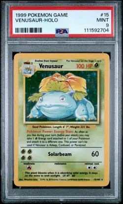 1999 POKEMON BASE SET UNLIMITED #15 VENUSAUR-HOLO PSA 9 - Image 1