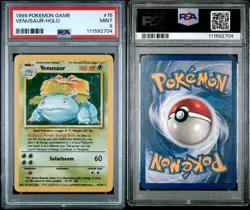 1999 POKEMON BASE SET UNLIMITED #15 VENUSAUR-HOLO PSA 9 - Image 3