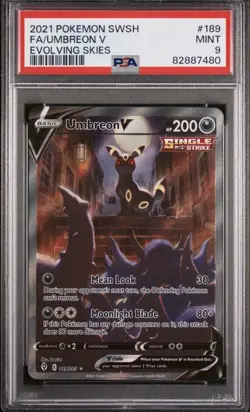2021 POKEMON SWORD & SHIELD EVOLVING SKIES #189 FULL ART/UMBREON V PSA 9 - Image 1