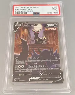 2021 POKEMON SWORD & SHIELD EVOLVING SKIES #189 FULL ART/UMBREON V PSA 9 - Image 3