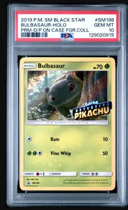 Bulbasaur Detective Pikachu Stamped Promo Pokemon SM198 (Pop 27) PSA 10 GEM MINT - Image 1