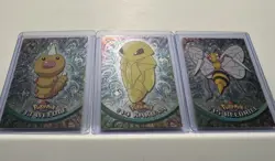 Weedle #13 Kakuna #14 Beedrill #15 Holo Foil Black Logo Topps Pokemon Card NM - Image 1