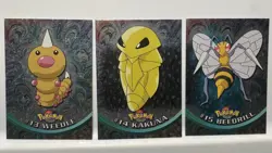 Weedle #13 Kakuna #14 Beedrill #15 Holo Foil Black Logo Topps Pokemon Card NM - Image 2