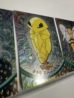 Weedle #13 Kakuna #14 Beedrill #15 Holo Foil Black Logo Topps Pokemon Card NM - Image 4