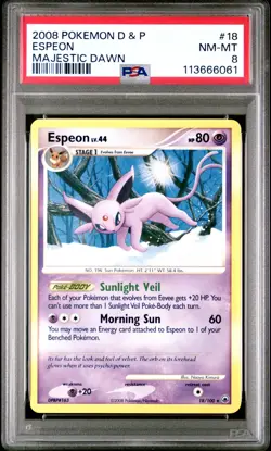2008 POKEMON DIAMOND & PEARL MAJESTIC DAWN #18 ESPEON MAJESTIC DAWN PSA 8 - Image 1