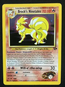 Pokemon TCG Brock's Ninetales Unlimited Holo Rare Card Gym Challenge 3/132 - Image 1