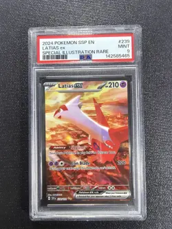 2024 POKEMON SSP EN-SURGING SPARKS SPECIAL ILLUSTRATION RARE LATIAS EX PSA 9 - Image 1