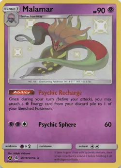Malamar SV18/SV94 Hidden Fates Baby Shiny Pokemon TCG - Image 1