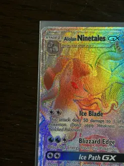 Alolan Ninetales GX 150/145 SM Guardians Rising Secret Rare Rainbow Holo Pokemon - Image 3