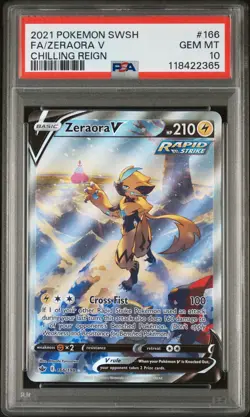 PSA 10 Zeraora V Alternate Full Art 166/198 Chilling Reign Pokemon English Gem - Image 1
