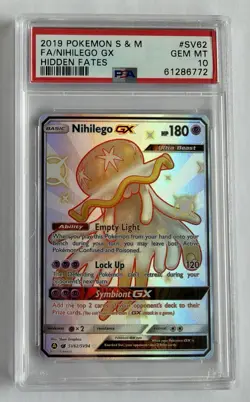 Pokemon 2019 Nihilego GX SV62/SV94 Full Art SV Hidden Fates GEM MINT PSA 10 - Image 1