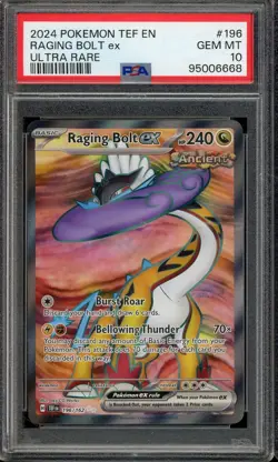 2024 POKEMON TEF ENGLISH #196 RAGING BOLT ex ULTRA RARE GEM MT PSA 10 - Image 1