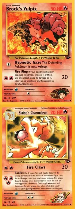 Pokemon TCG Gym Challenge Brock's Vulpix Blaines Charmeleon Mp X2 - Image 1