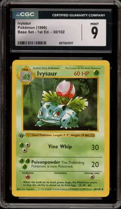 Pokemon Ivysaur Base Set Shadowless 1st Edition #30 CGC 9 Mint - Image 1