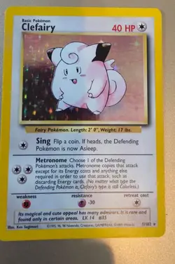 Clefairy Holo Rare 5/102 1999 Base Set Pokemon WOTC English LP - Image 2
