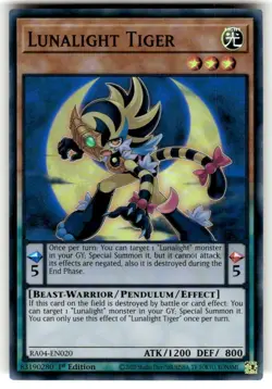 Lunalight Tiger RA04-EN020 Super Rare 1st Edition M/NM Yugioh - Image 1