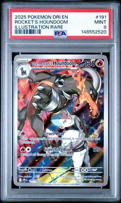 2025 POKEMON DRI EN-DESTINED RIVALS #191 TEAM ROCKET'S HOUNDOOM PSA 9 - Image 1