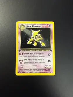 Pokemon TCG WOTC Team Rocket 1st Edition Holo Dark Alakazam 1/82 vintage - Image 1