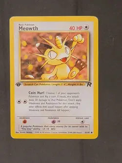 Meowth 62/82 1st Edition Team Rocket Pokemon Card LP - Image 1