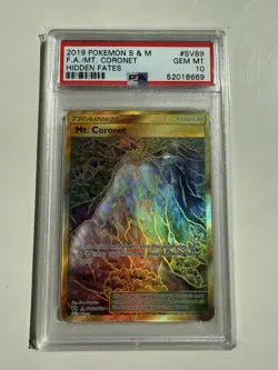 2019 Pokemon Sun & Moon Hidden Fates Secret Rare Mt. Coronet #SV89 PSA 10 - Image 1