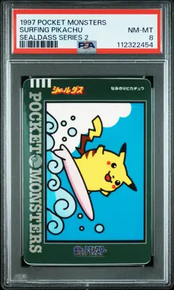 1997 POCKET MONSTERS SEALDASS SER 2 SURFING PIKACHU PSA 8 - Image 1